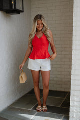 Tailored Halter Top- Red