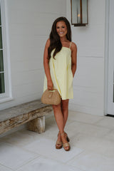 Ellis Contrast Stitch Mini Dress-Yellow