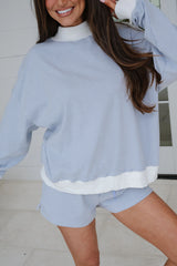 Channing Striped Shorts Set-Light Blue