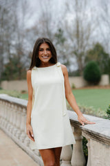 Bow Shoulder Mini Dress-Butter