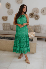 Elegant Eyelet Maxi Dress-Kelly Green