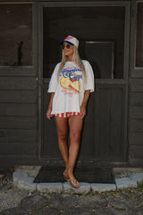Moroney Striped Shorts-Natural/Red