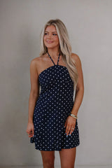 Anne Ruched Mini Dress-Navy