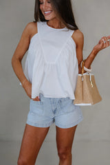 Quinn Poplin Top-Off White
