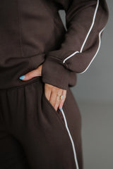 Piper Scuba Pants Set-Espresso/Cream
