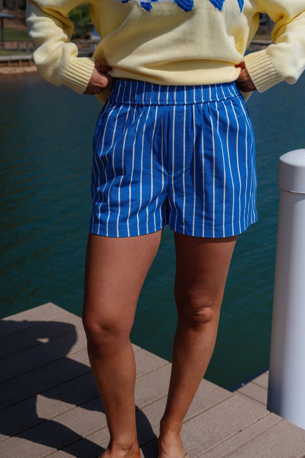 Emma Striped Boxer Shorts-Blue