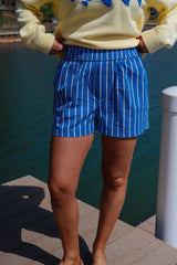 Emma Striped Boxer Shorts-Blue