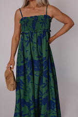 Coraline Floral Maxi Dress-Green/Blue
