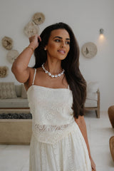 Quinn Tiered Skirt Set-Cream