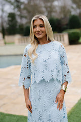 Ally Lace Maxi Skirt Set- Baby Blue