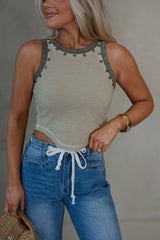 Arabella Sleeveless Knit Top-Olive