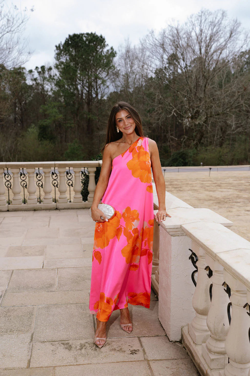 Glena Floral Maxi Dress-Pink/Orange