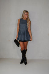 Dean Plaid Top-Grey