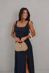 Rory Scoop Neck Midi Dress-Navy
