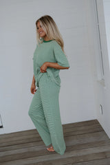 Garrison Striped Pants Set-Green