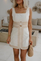 Mika Stitch Mini Dress-Cream