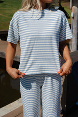 Sam Striped Pants Set-Light Blue