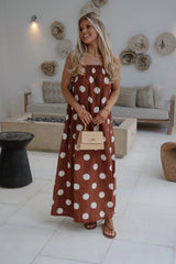Miley Polka Dot Maxi Dress-Brown