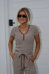 Samson Striped Pants Set-Chocolate