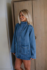 Fallon Wide Leg Shorts-Denim
