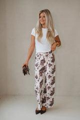 Francie Printed Pants-Brown Multi
