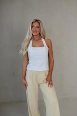 Cara Tailored Halter Top-White