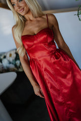 Jingle Bell Midi Dress-Red