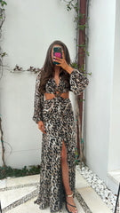 Leopard Studded Maxi Dress