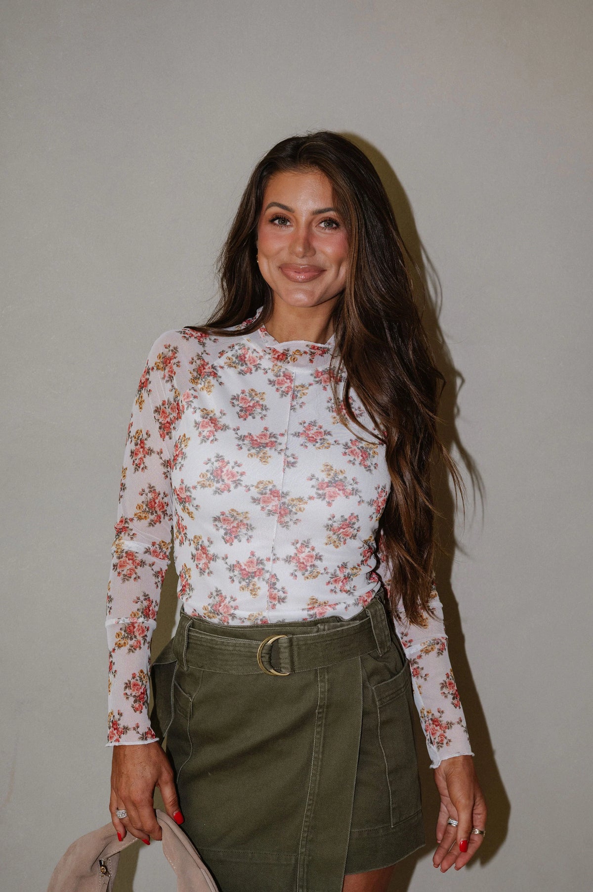 Ivory Floral Mesh Top