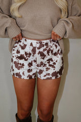 Jessie Cow Shorts-Brown/Cream